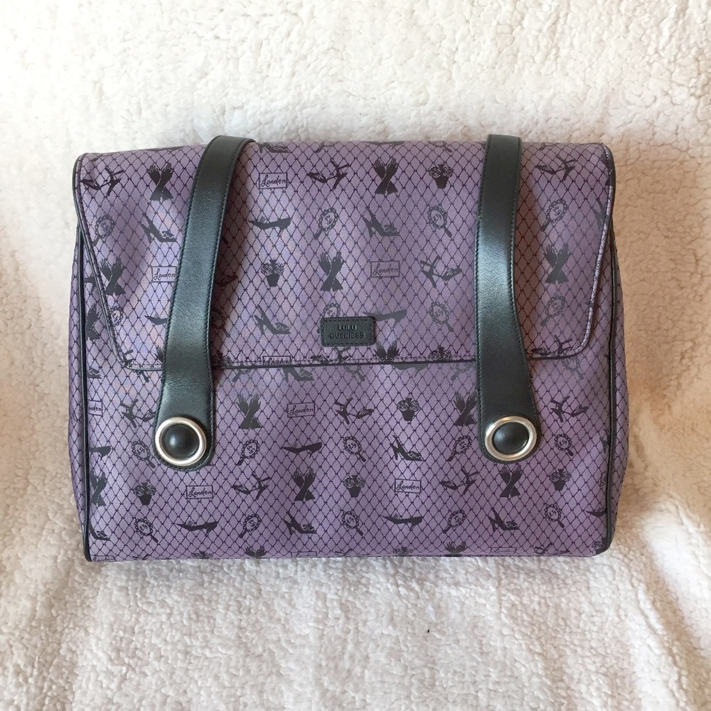 Lulu Guinness Purple Jacquard Laptop Bag NWOT